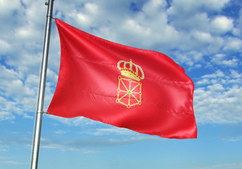 Naklejka na ściany i meble Navarre of Spain flag waving sky background 3D illustration