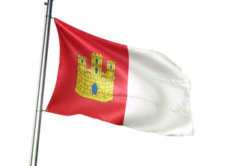 Fototapeta na wymiar Castile-La Mancha of Spain flag waving isolated 3D illustration