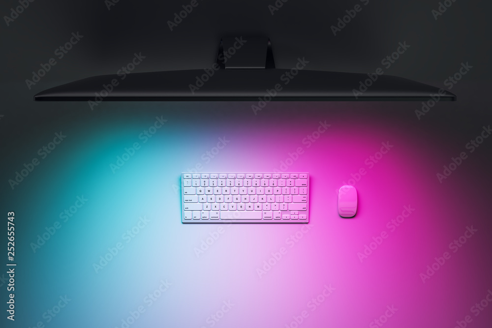 Aufkleber Topview of computer on gradient desktop