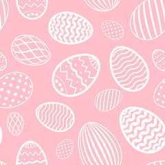 Easter egg seamless pattern. Pastel color, holiday eggs texture. Simple abstract decorative template for Happy Easter celebration. Stylized cute ornament wallpaper, card, fabric. Vector illustration