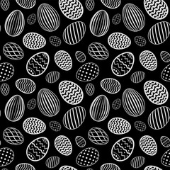 Easter egg seamless pattern. Black gray holiday eggs texture. Simple abstract decorative template for Happy Easter celebration. Stylized cute ornament wallpaper, card, fabric. Vector illustration