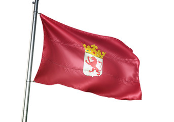 Fototapeta na wymiar Leon province of Spain flag waving isolated 3D illustration