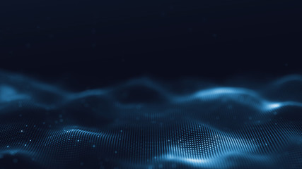 3d abstract digital technology background. Futuristic sci-fi user interface concept with gradient dots and lines. Big data, artificial intelligence, music hud. Blockchain and cryptocurrency