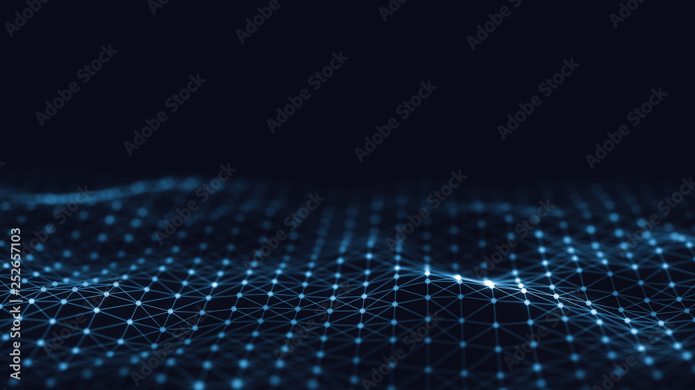 Poster 3d abstract digital technology background. futuristic sci-fi user interface concept with gradient do