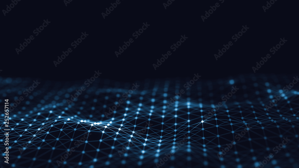 Poster 3d abstract digital technology background. futuristic sci-fi user interface concept with gradient do