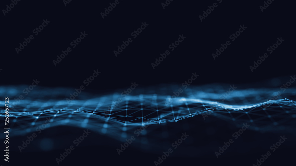 Poster 3d abstract digital technology background. futuristic sci-fi user interface concept with gradient do