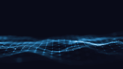 3d abstract digital technology background. Futuristic sci-fi user interface concept with gradient dots and lines. Big data, artificial intelligence, music hud. Blockchain and cryptocurrency