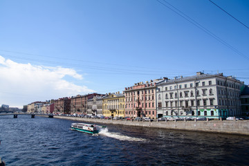 Obraz premium View of buildings, streets, bridges, rivers and canals of St. Petersburg, Russia.