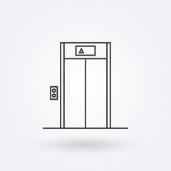 Elevator outline icon. Lift sign in the lobby or building. Vector illustration.