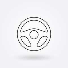 Steering wheel outline icon. Car rudder line sign. Driver and drive logo. Vector illustration.