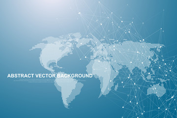 Abstract plexus background with connected lines and dots. Wave flow. Plexus geometric effect Big data with compounds. Lines plexus, minimal array. Digital data visualization. Vector illustration