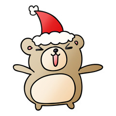 christmas gradient cartoon of kawaii bear