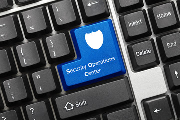 Conceptual keyboard - Security Operations Center (blue key)