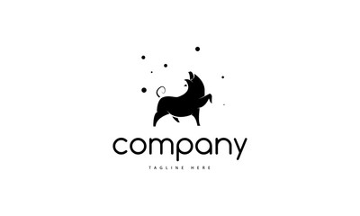 Funny Pig cute black vector logo design
