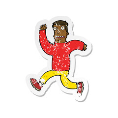 retro distressed sticker of a cartoon terrified man