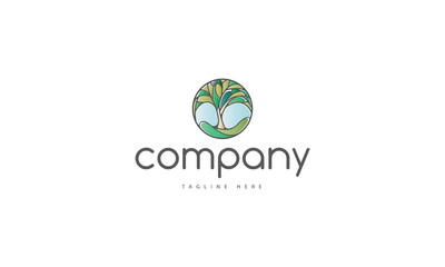 Tree Nature Line Color vector logo design
