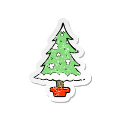 retro distressed sticker of a cartoon christmas tree