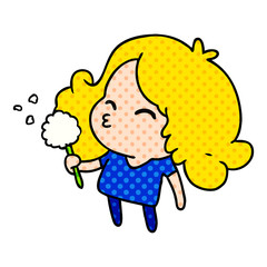 cartoon of cute kawaii girl