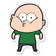 sticker of a cartoon bald man staring