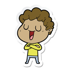 sticker of a laughing cartoon man