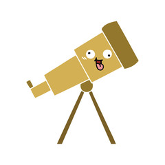 flat color retro cartoon telescope