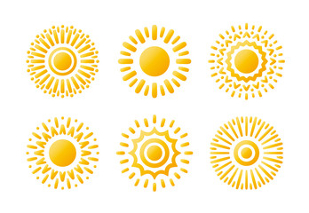 Beautiful Sun Icon Set.