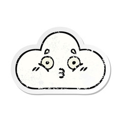 distressed sticker of a cute cartoon white cloud