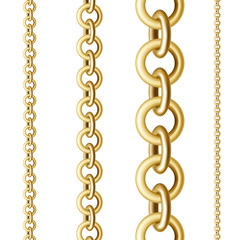 Gold chains in different sizes