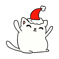 christmas cartoon of kawaii cat