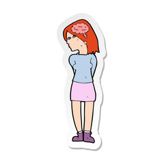 sticker of a cartoon brainy woman