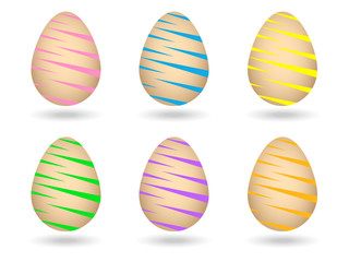 A set of patterned painted eggs, the concept of the holiday of spring Easter