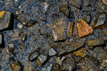  Background of beautiful mountain river stones