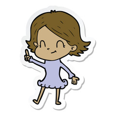 sticker of a cartoon friendly girl
