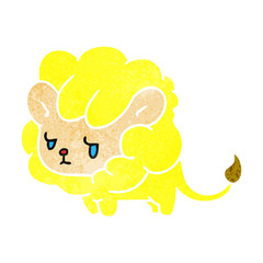 retro cartoon kawaii cute lion cub