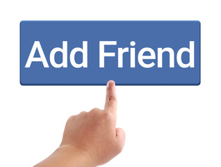 Man hand touching add friend button, Concept for video streaming website banners, content updates