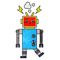 retro grunge texture cartoon robot malfunction