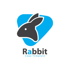 vector rabbit logo with color black and blue