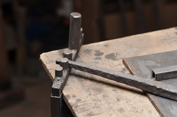 Close up of metallic tool for forgering