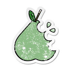 distressed sticker of a cute cartoon green pear