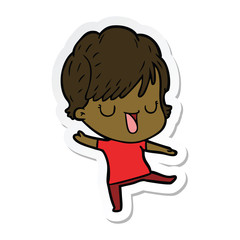 sticker of a cartoon woman talking