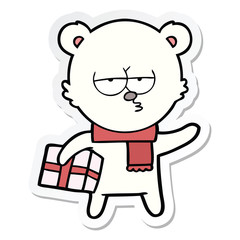 sticker of a christmas polar bear cartoon