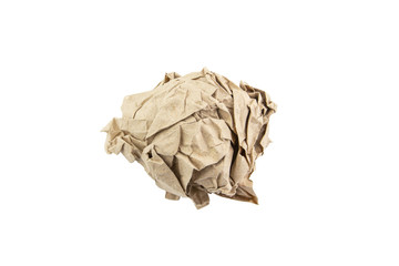 brown crumpled paper isolated on white background