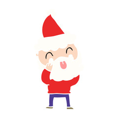 man with beard sticking out tongue wearing santa hat