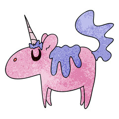quirky hand drawn cartoon unicorn