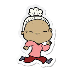 sticker of a cartoon peaceful old woman