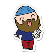 sticker of a man with beard sticking out tongue