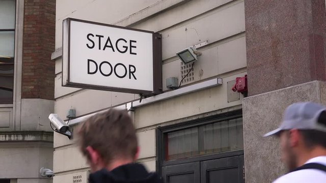 A Generic Stage Door Leads Actors And Performers To The Backstage Of A Local Theater In London, England.