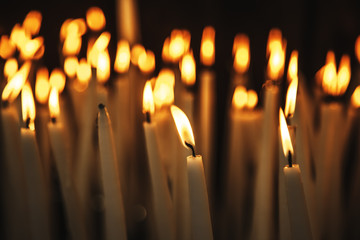 Candles lit with flame