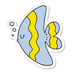 sticker of a quirky hand drawn cartoon fish