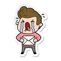 sticker of a cartoon crying man